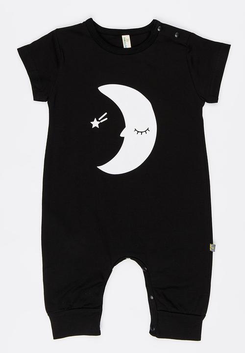 Peninsula Baby - Moon Printed S/S Sleepsuit Black