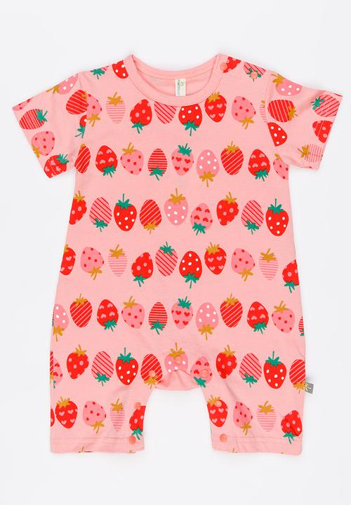 Peninsula Baby - Stawberry Printed Romper Pale Pink