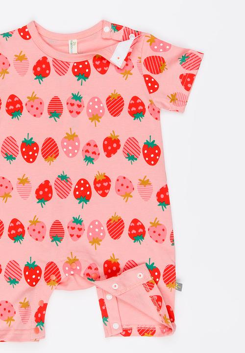 Peninsula Baby - Stawberry Printed Romper Pale Pink