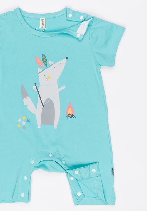 Peninsula Baby - Printed Racoon Romper Light Green