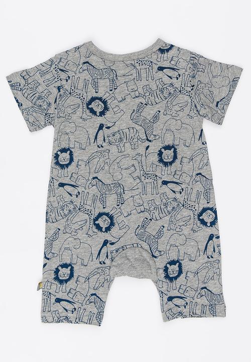 Peninsula Baby - Lion Printed Romper Blue and Grey
