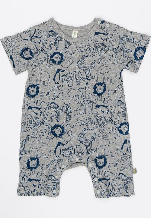 Peninsula Baby - Lion Printed Romper Blue and Grey