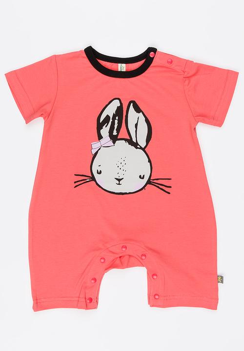 Peninsula Baby - Bunny Printed Romper Coral