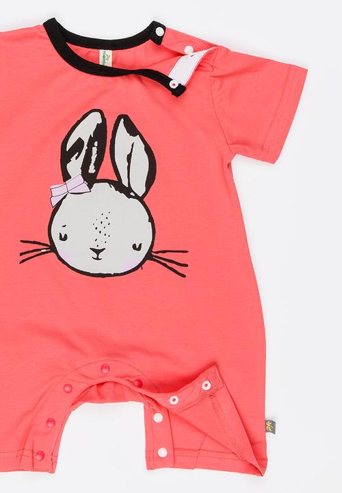 Peninsula Baby - Bunny Printed Romper Coral