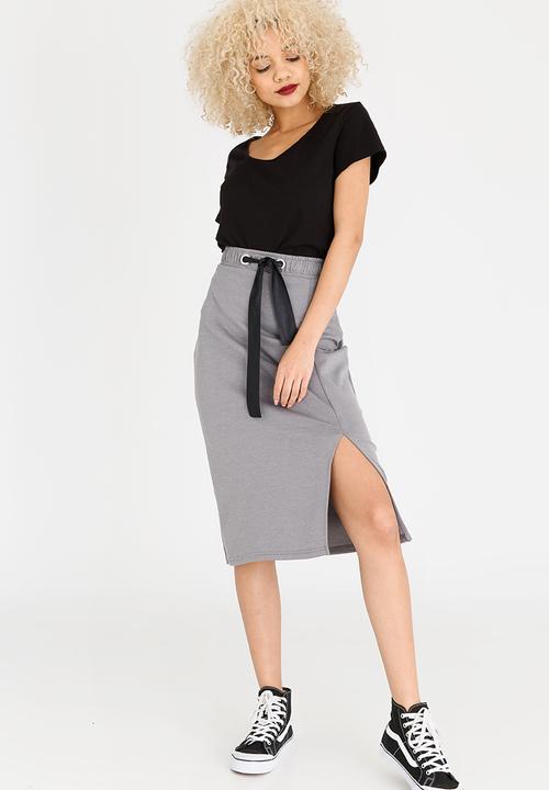 c(inch) - Sports Luxe Bodycon Skirt Pale Grey