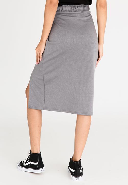 c(inch) - Sports Luxe Bodycon Skirt Pale Grey