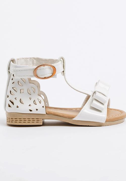 Pop Candy - T-Bar Sandals with Bow White