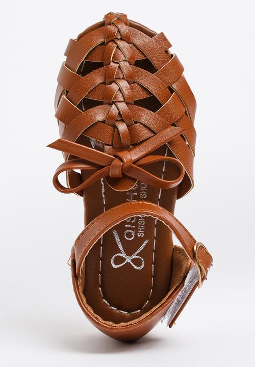 Pop Candy - Girls Cage Sandal Tan