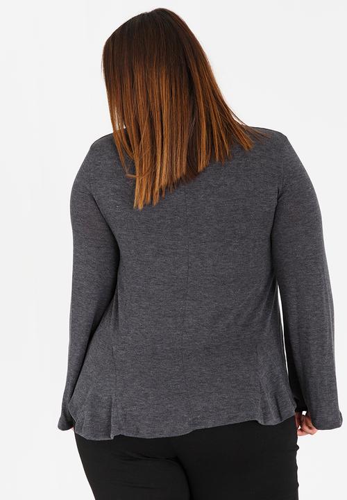 edit Plus - Cowl Neck Jersey Grey