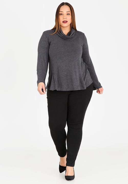 edit Plus - Cowl Neck Jersey Grey
