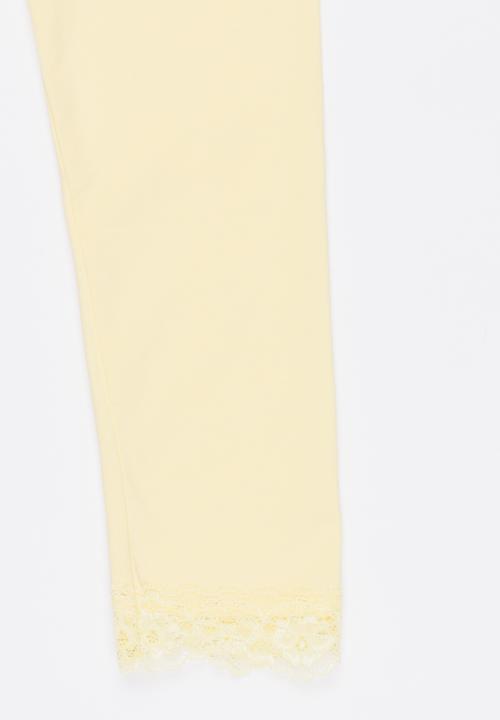 Pop Candy - Legging With Lace Detail Yellow