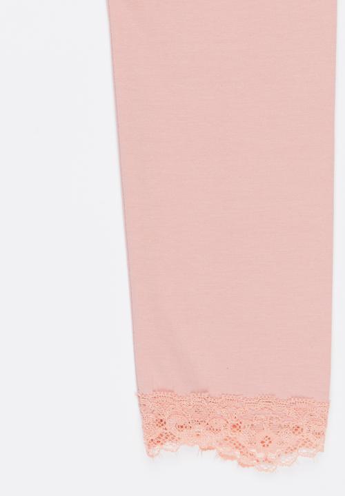 Pop Candy - Legging With Lace Detail Pale Pink