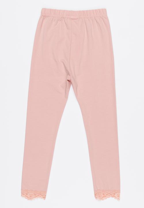 Pop Candy - Legging With Lace Detail Pale Pink