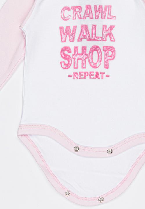 Funky Shop - Crawl Walk Shop Babygrow White