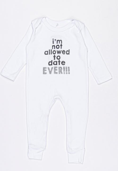 Funky Shop - Im Not Allowed to Date Ever Babygrow White