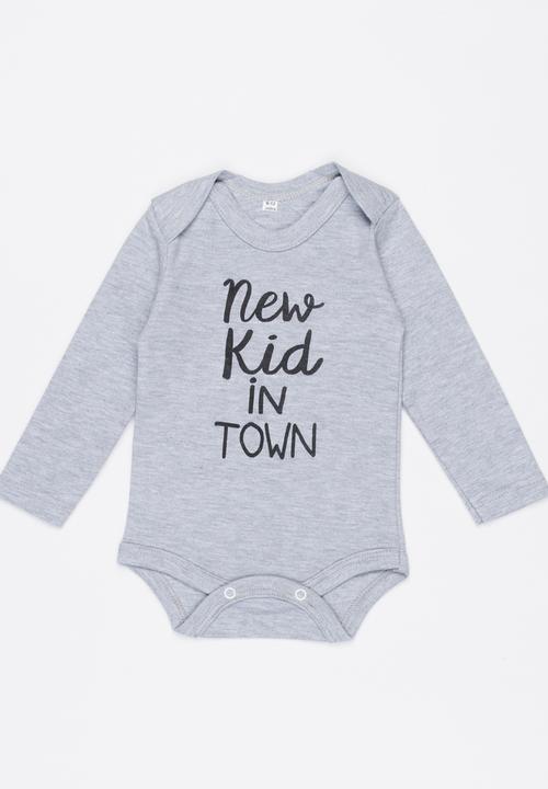Funky Shop - New Kid In Town Babygrow Grey