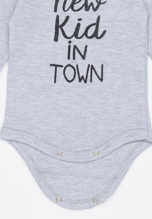 Funky Shop - New Kid In Town Babygrow Grey