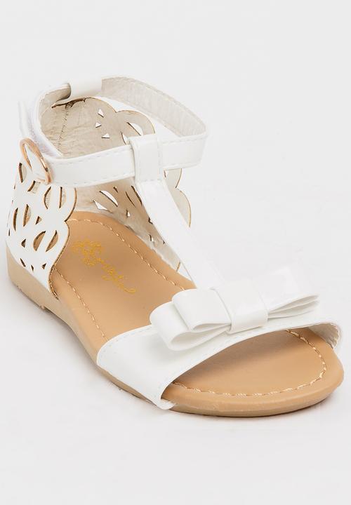 Pop Candy - T-Bar Sandals with Bow White