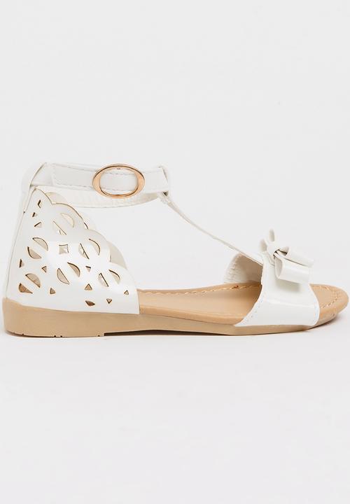 Pop Candy - T-Bar Sandals with Bow White