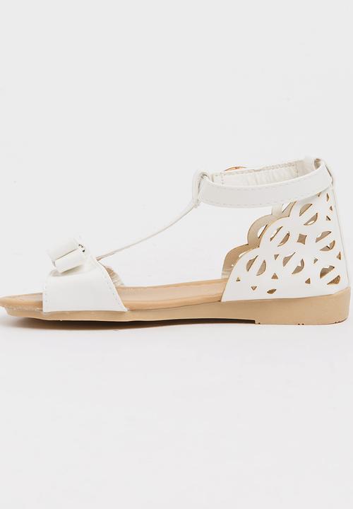 Pop Candy - T-Bar Sandals with Bow White