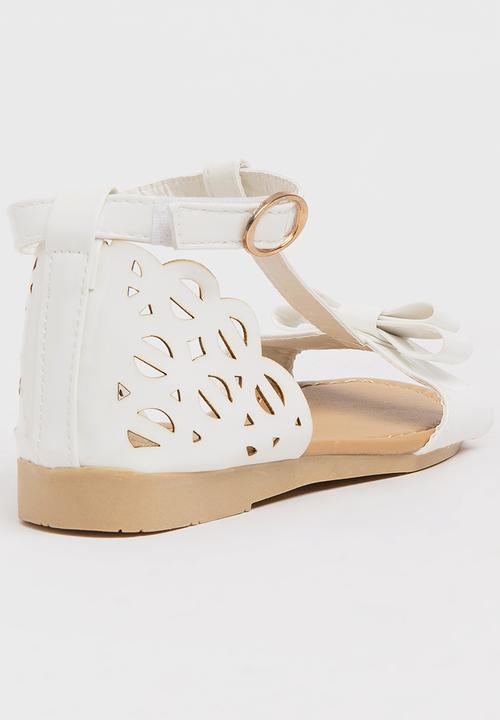 Pop Candy - T-Bar Sandals with Bow White