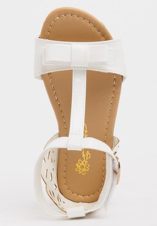 Pop Candy - T-Bar Sandals with Bow White