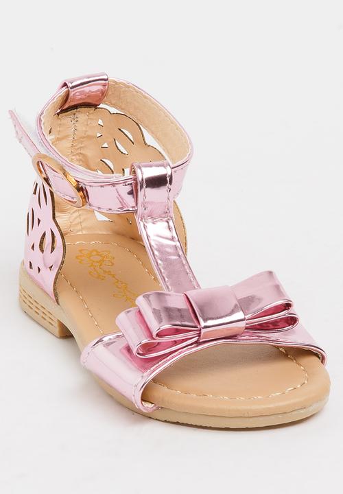 Pop Candy - T-Bar Sandals with Bow Pale Pink