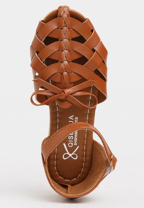 Pop Candy - Girls Cage Sandal Tan