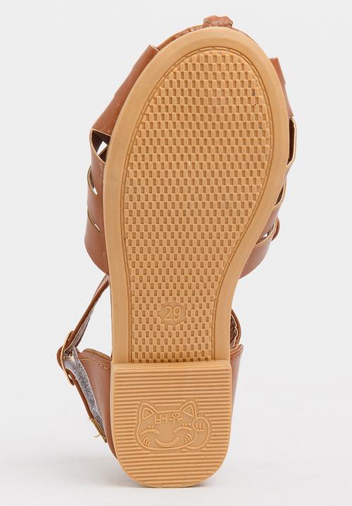 Pop Candy - Girls Cage Sandal Tan