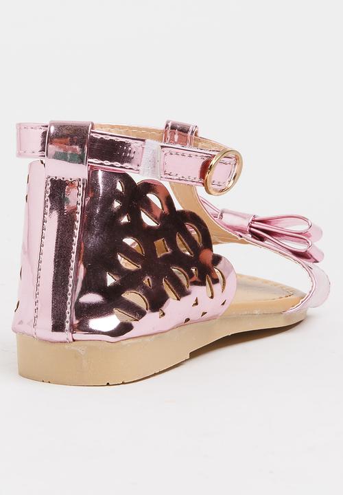 Pop Candy - T-Bar Sandals with Bow Pale Pink