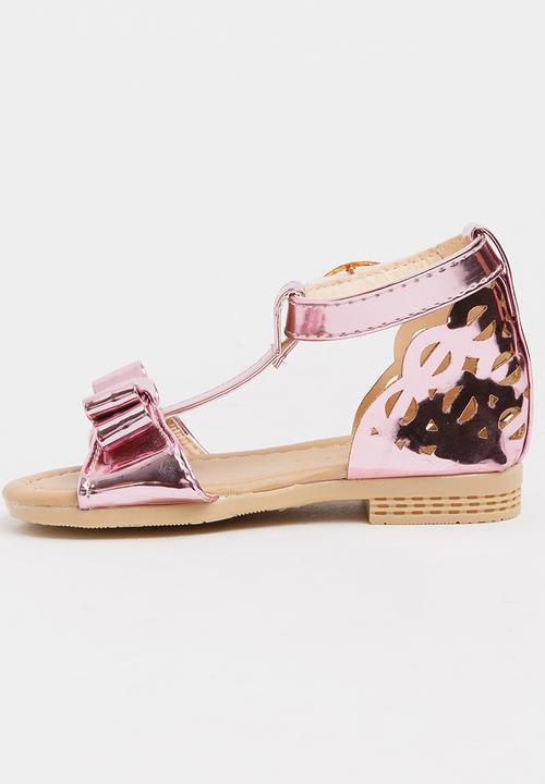 Pop Candy - T-Bar Sandals with Bow Pale Pink
