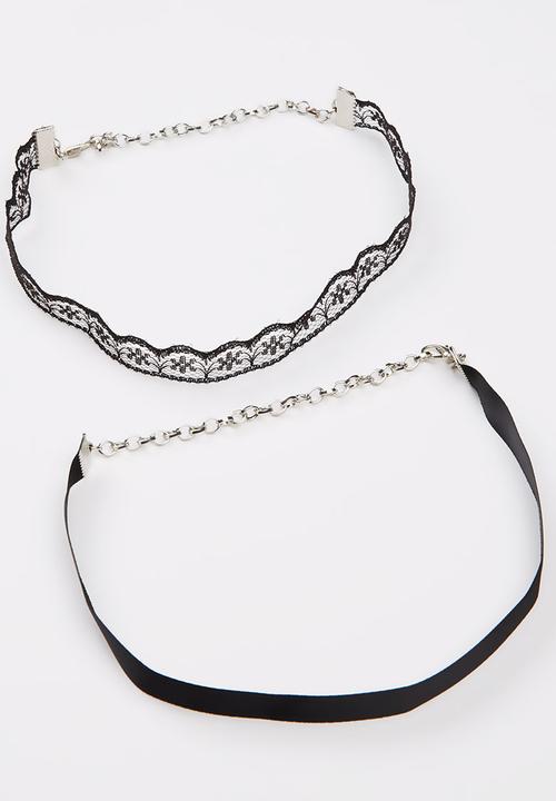 Jewels and Lace - Choker Twin Pack Black