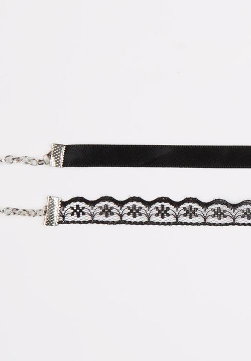Jewels and Lace - Choker Twin Pack Black