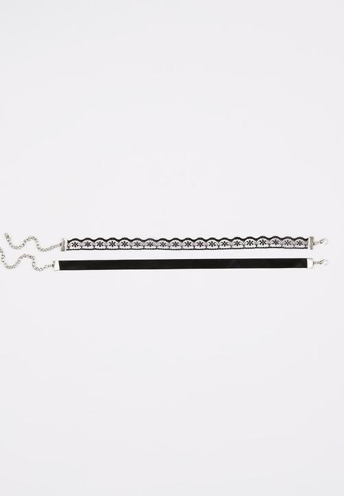 Jewels and Lace - Choker Twin Pack Black