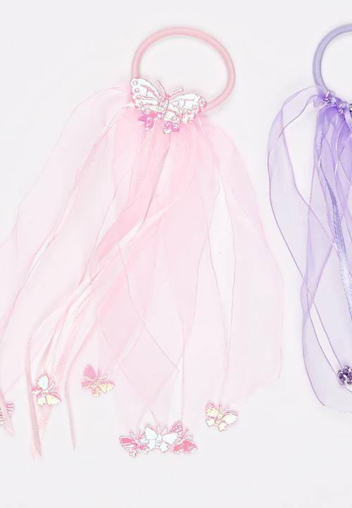 Jewels and Lace - Butterfly Floral Hair Ties Multi-colour