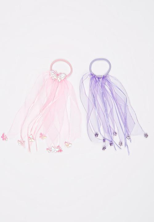 Jewels and Lace - Butterfly Floral Hair Ties Multi-colour