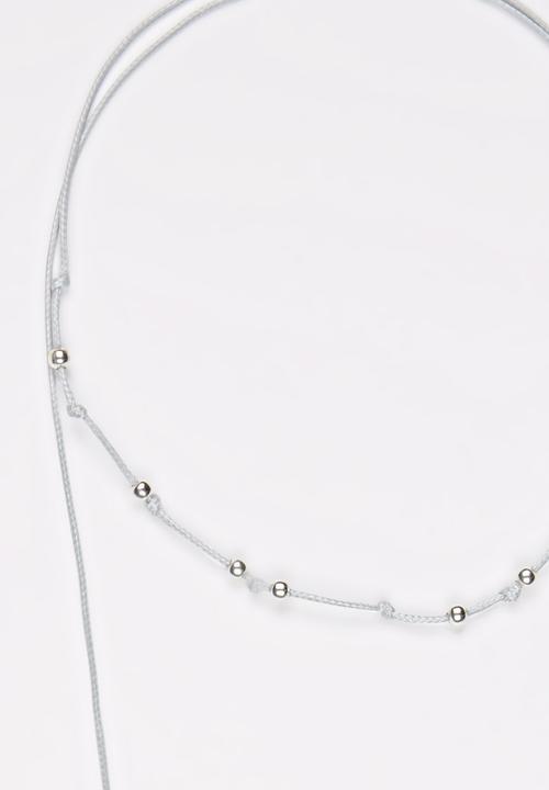 Jewels and Lace - Tassel Bead Choker Grey