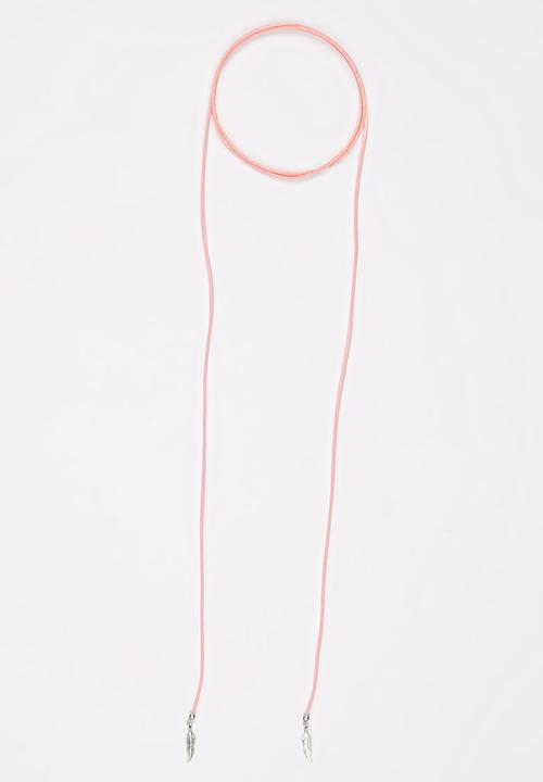 Jewels and Lace - Feather Wrap Choker Mid Pink