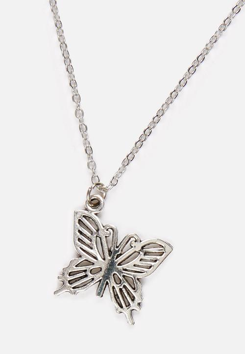 Jewels and Lace - Butterfly Necklace Silver