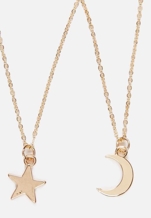 Jewels and Lace - Moon and Stars Necklace Twinpack Gold