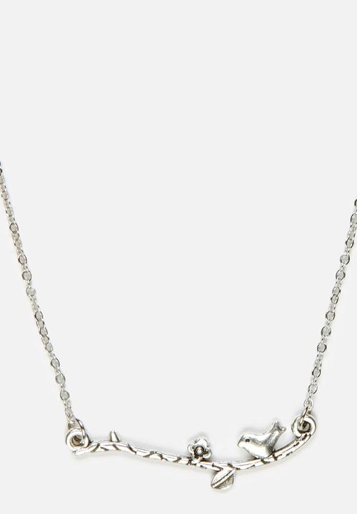 Jewels and Lace - Floating Bird Necklace Silver