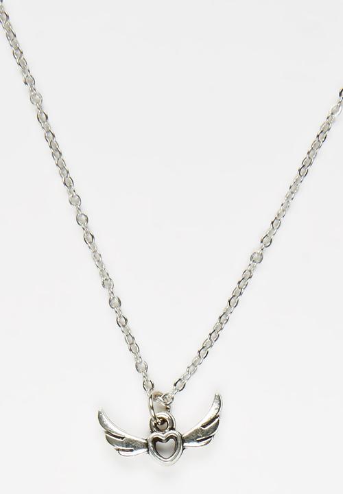 Jewels and Lace - Heart Wing Necklace Silver