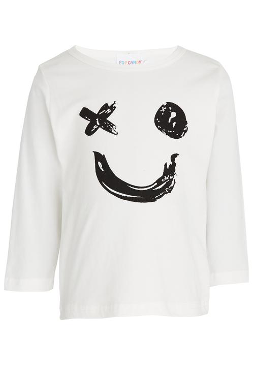 Pop Candy - Printed L/S Tee White