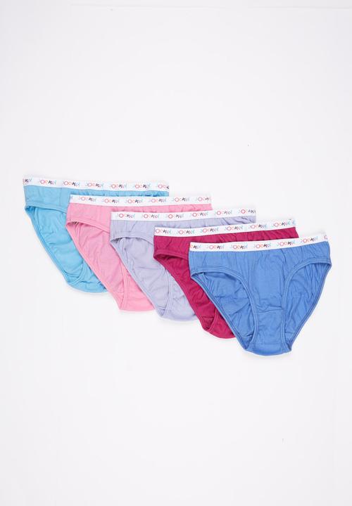 Jockey - 5 PK Girls Plain French Cut Multi-colour