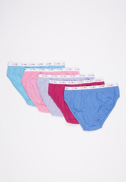 Jockey - 5 PK Girls Plain French Cut Multi-colour