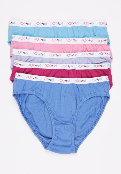 Jockey - 5 PK Girls Plain French Cut Multi-colour