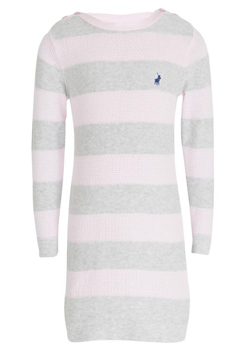 POLO - Nicola Ls Stripe Knit Dress Grey