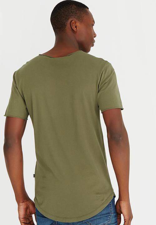 Only & Sons - Mahu Long Line T-Shirt Khaki Green