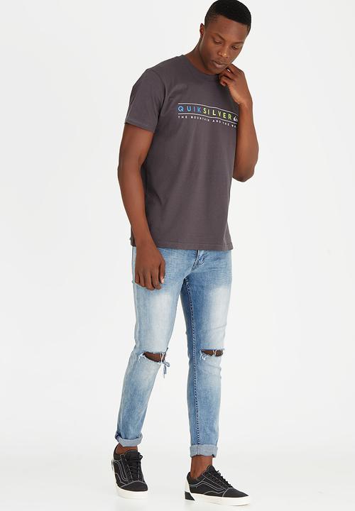 Quiksilver - Printed Classic Fit Cotton Tee Charcoal