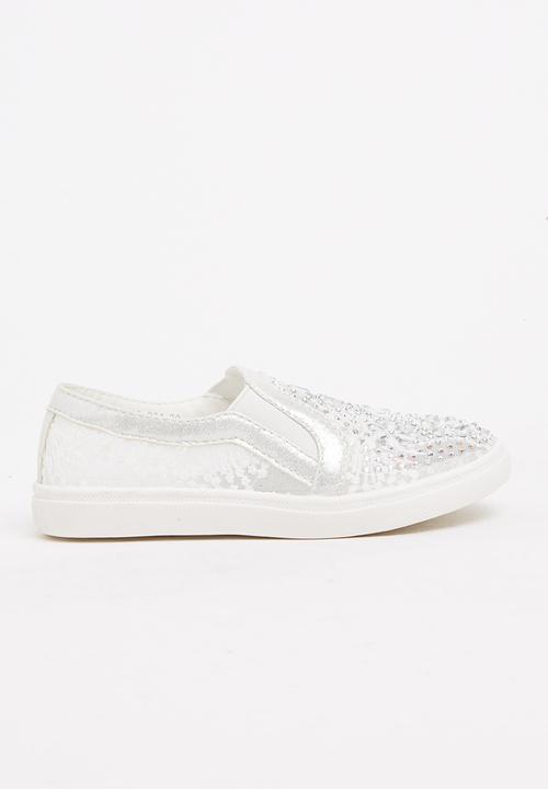 Pop Candy - Mesh Embellished Loafer White